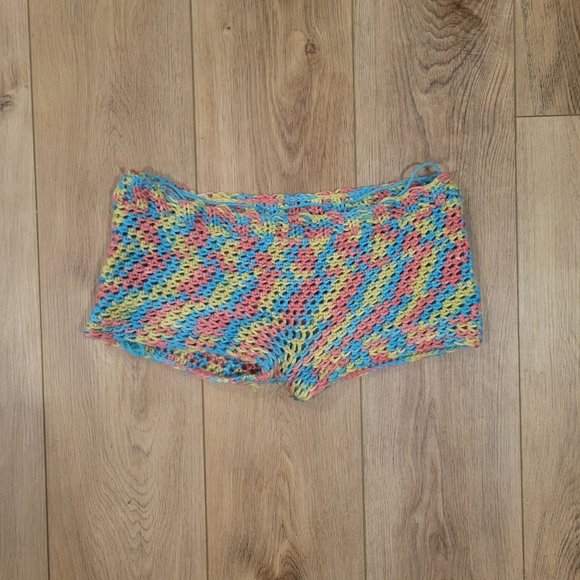 Rainbow Pastel Crochet Short Shorts - Picture 2 of 3